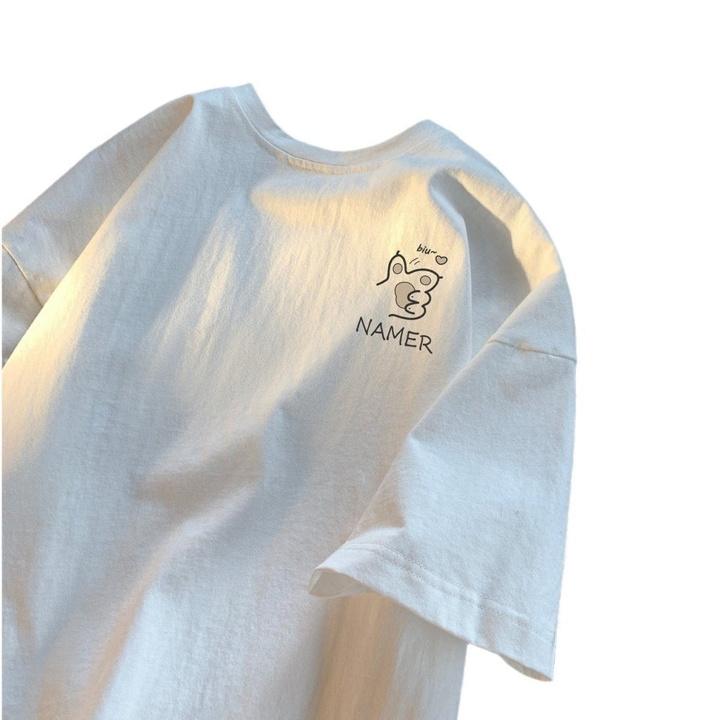 Cartoon Half Sleeve Hong Kong Style Chic Boys T-shirt T133 White Cartoon Half Sleeve Hong Kong Style Chic Boys T-shirt - shop_name