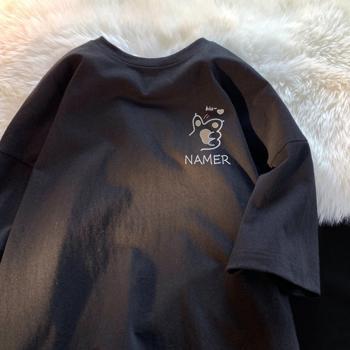 Cartoon Half Sleeve Hong Kong Style Chic Boys T-shirt T133 Black Cartoon Half Sleeve Hong Kong Style Chic Boys T-shirt - shop_name