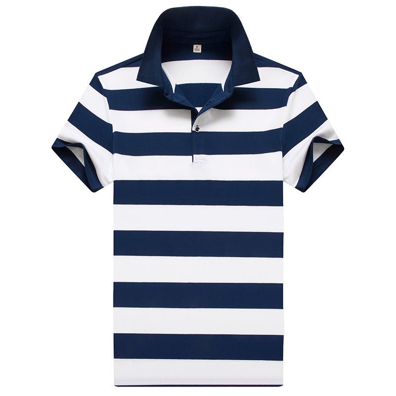 Casual Striped Half Sleeve T-shirt Men's Top Blue And White Casual Striped Half Sleeve T-shirt Men's Top - shop_name