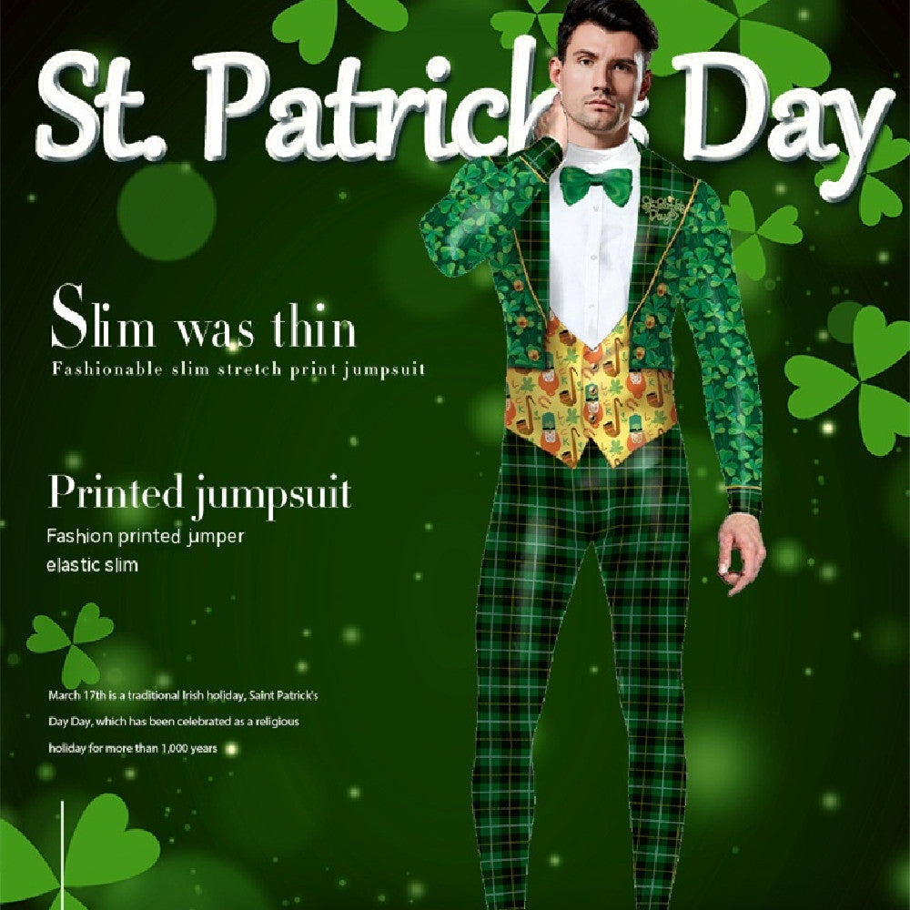 Robe de spectacle imprimée numérique nœud vert de la Saint-Patrick
