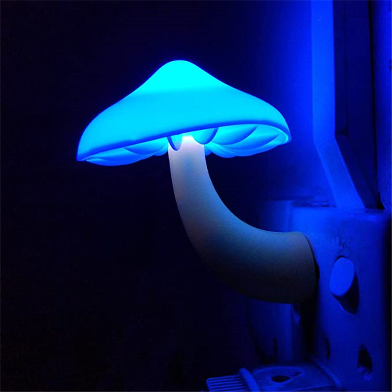 LED Night Light Mushroom Wall Socket Lamp EU US Plug Warm White Light-control Sensor Bedroom Light Home Decoration null