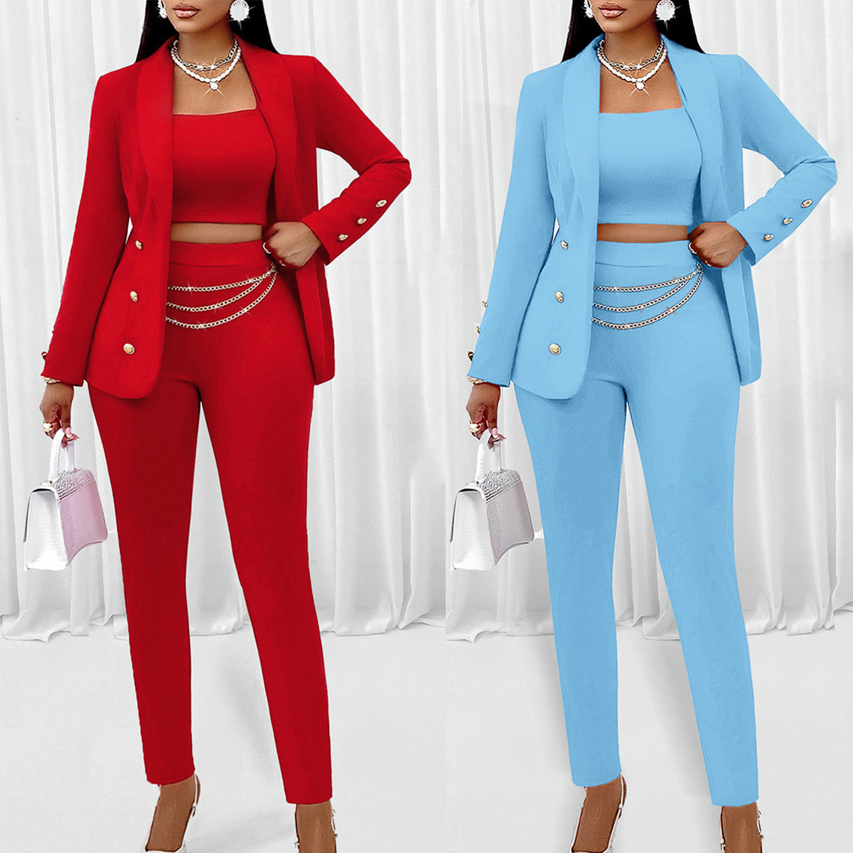 Women's Temu Fall Winter Fashion Long Sleeve Small Suit Outfit Three-piece Suit null