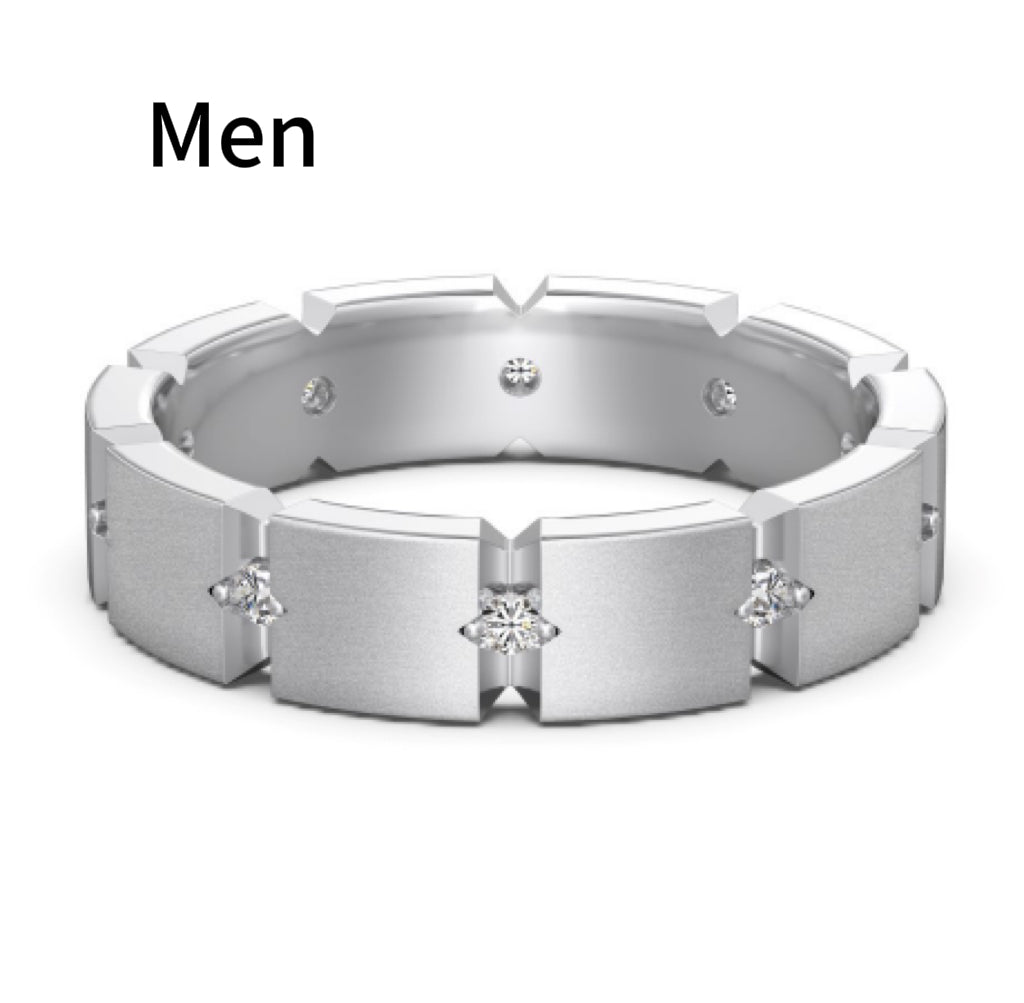 S925 Sterling Silver Men And Women Couple Rings Personality Fashion Round Zirconium Gang Drill Slim Ring Simple All-match