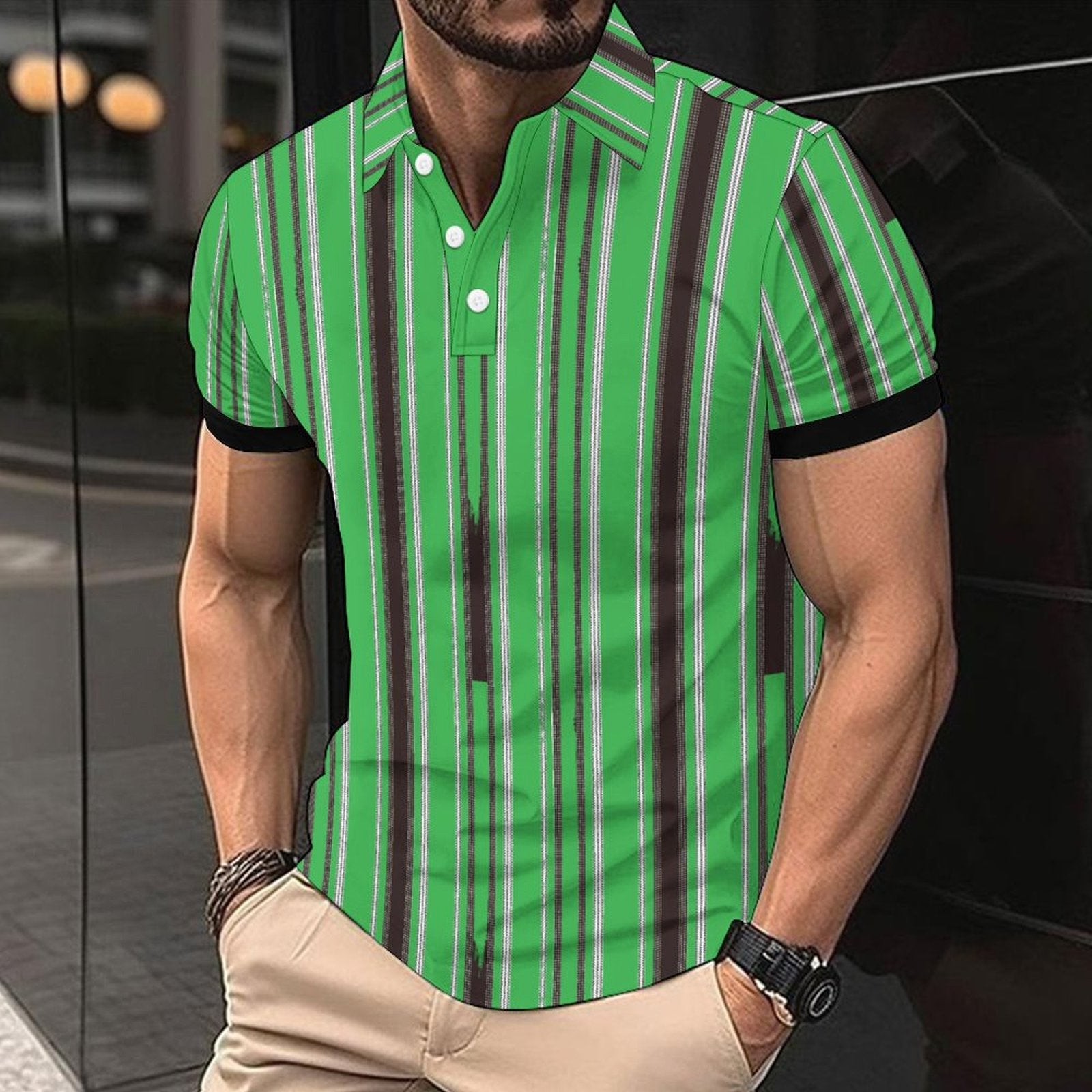 Fashion Casual Men's American Printed Short Sleeve