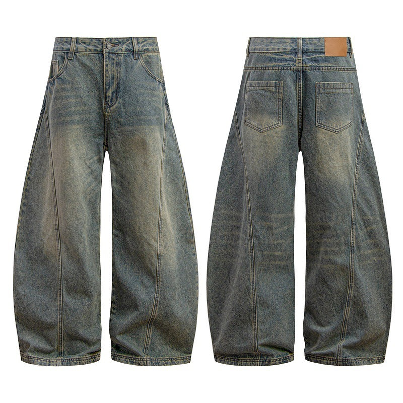 American-style Vintage Washed-and-distressed Bootcut Jeans For Men And Women