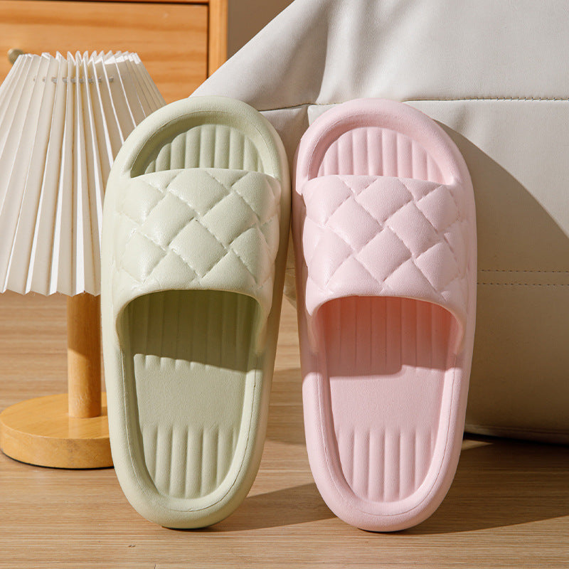 New Rhombus Home Slippers Summer Non-slip Floor Bathroom Slipper Lightweight Simple House Shoes For Women Men null