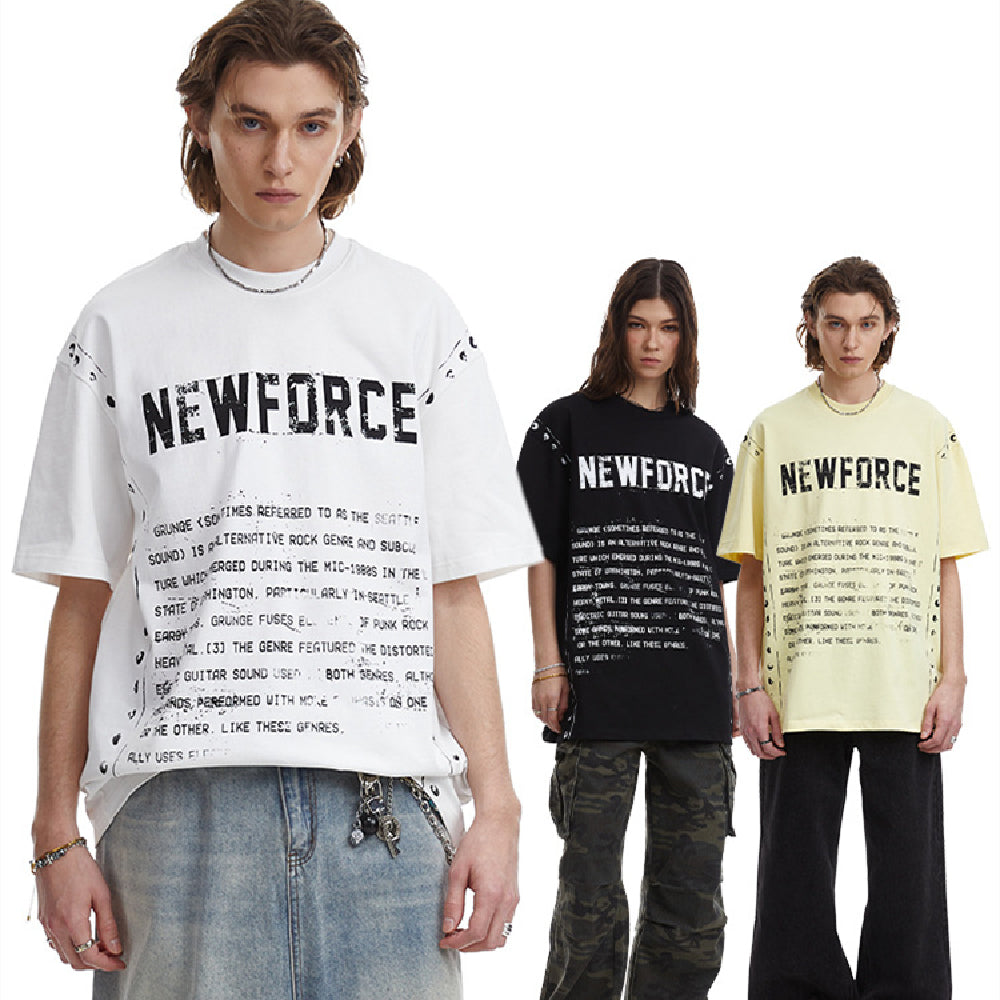 American Vintage Letter Print T-shirt Men And Women