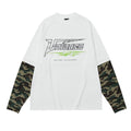 False Two-piece Patchwork Camouflage Long Sleeve Loose T-shirt Men