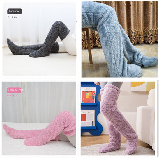 Over Knee High Fuzzy Long Socks Winter Warm Cold Leg Knee Joint Cold-proof Stockings Home Floor Sleeping Socks null