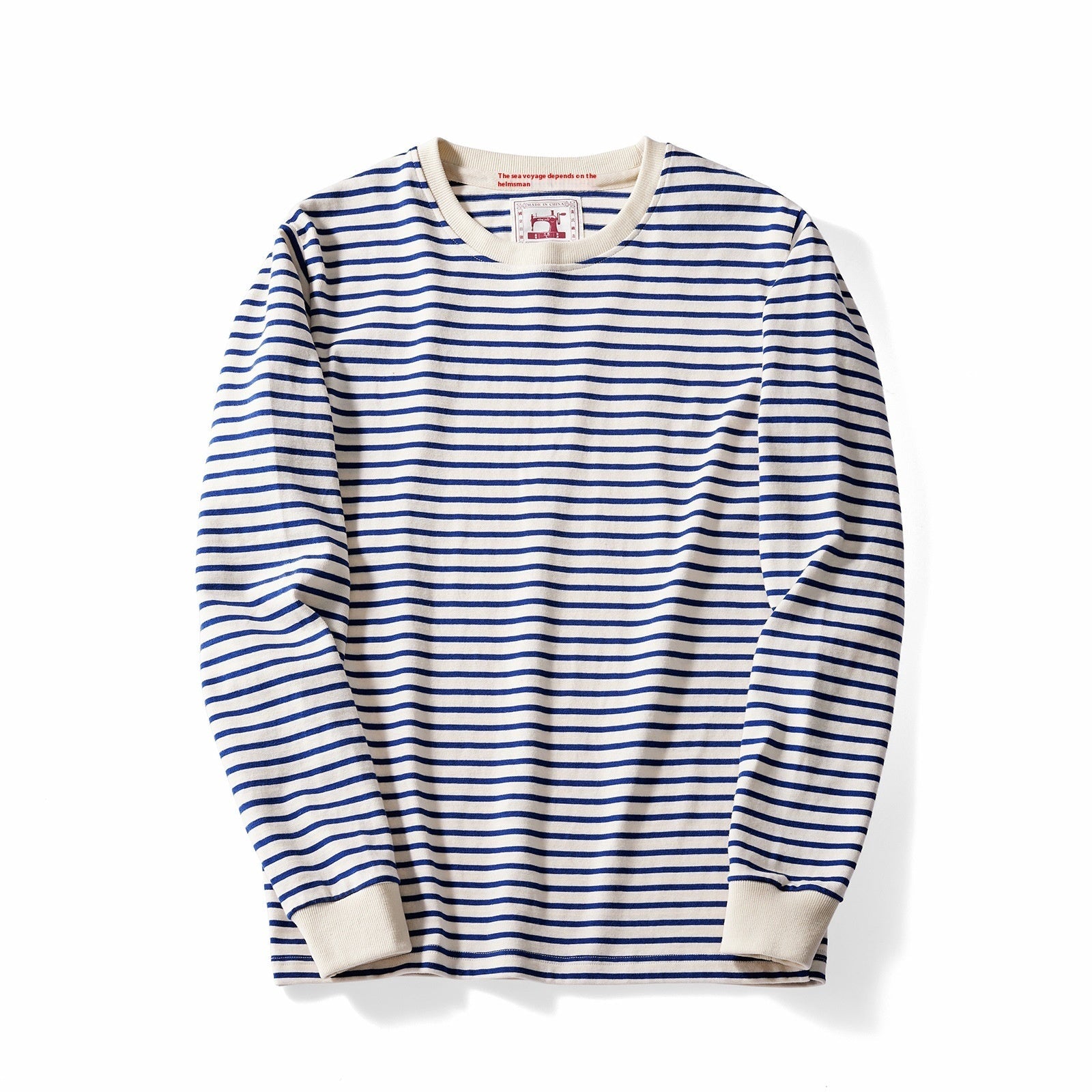 Classic Retro Cotton Striped Round Neck Casual Long Sleeve T-shirt Men null