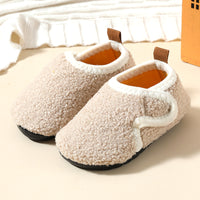 Autumn And Winter Children's Cotton Slippers With Fleece, Anti-slip Soft Sole