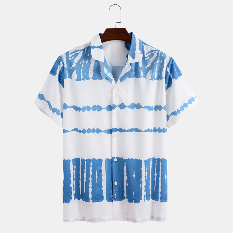 Personality Printing Lapel Shirt Loose Shorts Beach Suit