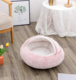 2 In 1 Dog And Cat Bed Pet Winter Bed Round Plush Warm Bed House Soft Long Plush Pets Bed Pet Products null