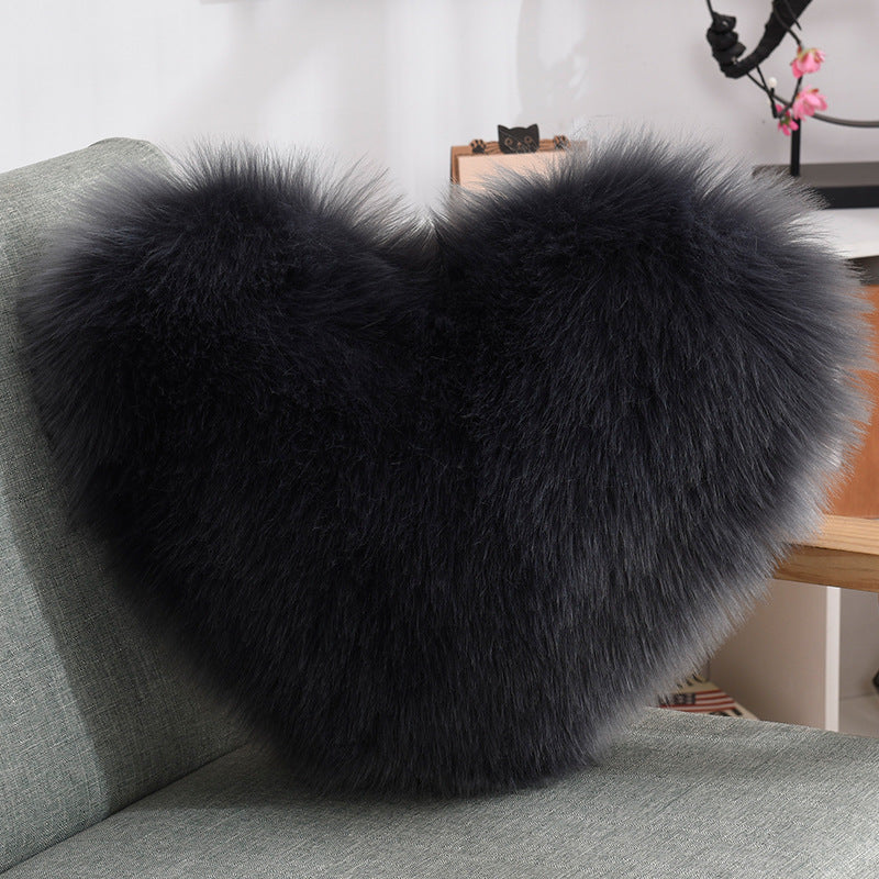 Throw Pillows Heart Shape Long Plush Fluffy Shaggy Cushion Cover Sofa Cushions Decorative Pillow Covers Pillowcase White null