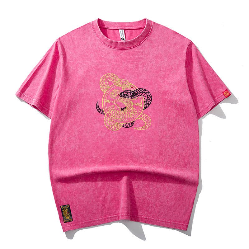 Chinese Style Heavy Spring And Summer Loose Men's T-shirt Red Chinese Style Heavy Spring And Summer Loose Men's T-shirt - shop_name