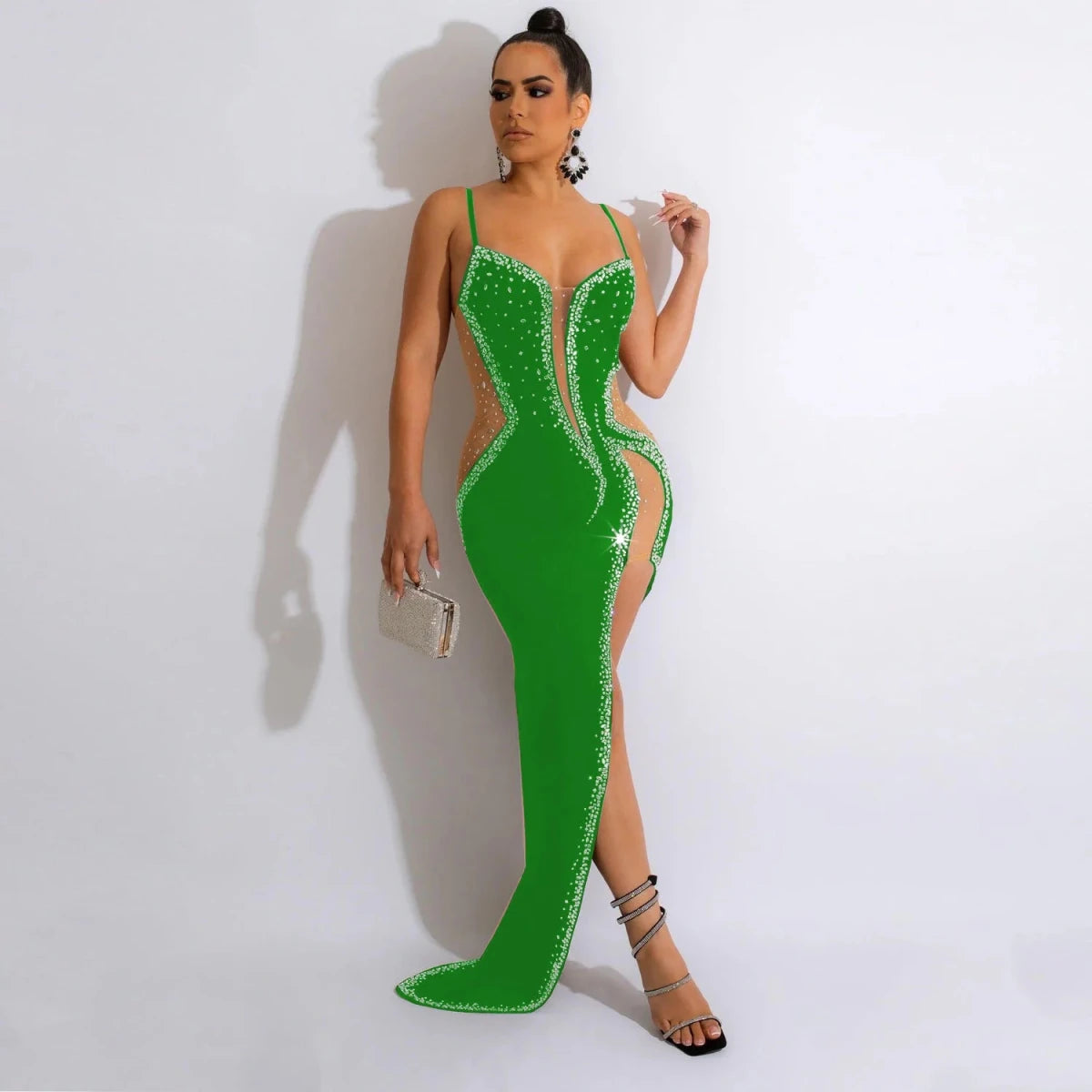 CM.YAYA Evening Dresses Women Diamonds Hot Drill Spaghetti Strap Mesh Patchwork High Low Asymmetrical Maxi Sexy Prom Dress green CM.YAYA Evening Dresses Women Diamonds Hot Drill Spaghetti Strap Mesh Patchwork High Low Asymmetrical Maxi Sexy Prom Dress - shop_name
