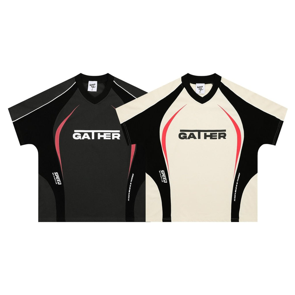 Color Matching Letters Printed Men's Loose T-shirt Black YR9116 Color Matching Letters Printed Men's Loose T-shirt - shop_name