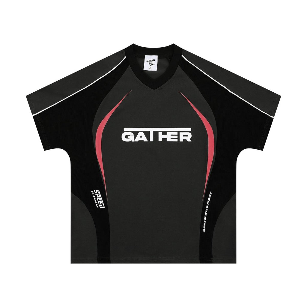 Color Matching Letters Printed Men's Loose T-shirt Black YR9116 Color Matching Letters Printed Men's Loose T-shirt - shop_name