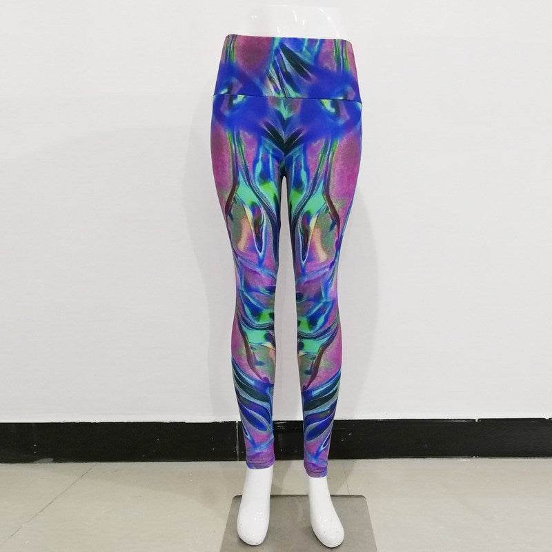 Colorful Sequin Print Gym High Waist Pants - Update Avenue 