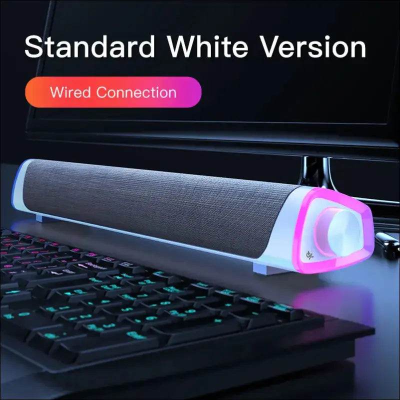 Compatible with Apple, 4D Computer Speaker Bar Stereo Sound subwoofer Bluetooth Speaker For Macbook Laptop Notebook PC Music Player Wired Loudspeaker - Update Avenue 