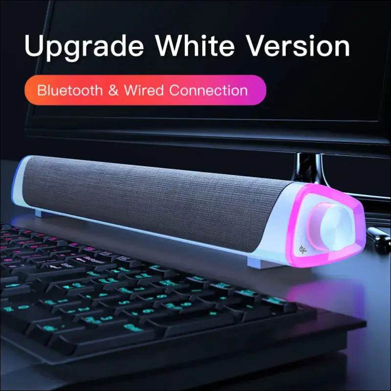 Compatible with Apple, 4D Computer Speaker Bar Stereo Sound subwoofer Bluetooth Speaker For Macbook Laptop Notebook PC Music Player Wired Loudspeaker - Update Avenue 