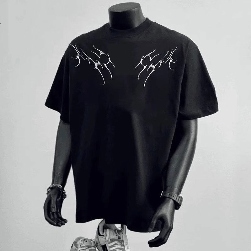 Couple Loose Letter Short Sleeve White Couple Loose Letter Short Sleeve - shop_name