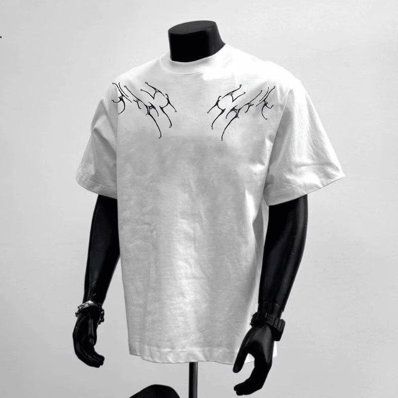 Couple Loose Letter Short Sleeve White Couple Loose Letter Short Sleeve - shop_name