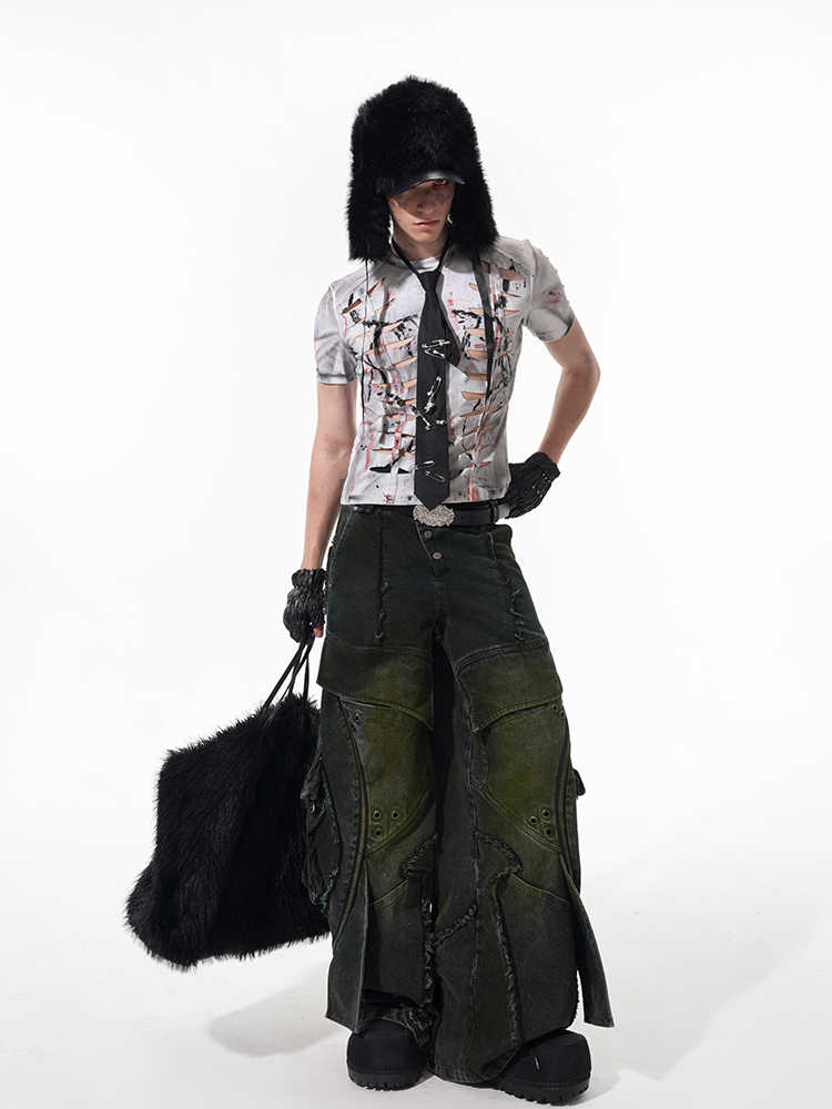 Cut Hollow - out Tight Short T-shirt Men's Stretch Short Sleeve White Cut Hollow - out Tight Short T-shirt Men's Stretch Short Sleeve - shop_name