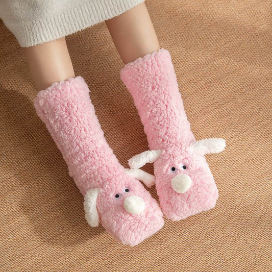 Cute Cartoon Dog Floor Socks Winter Warm Non-slip Plush Socks For Women - Update Avenue 