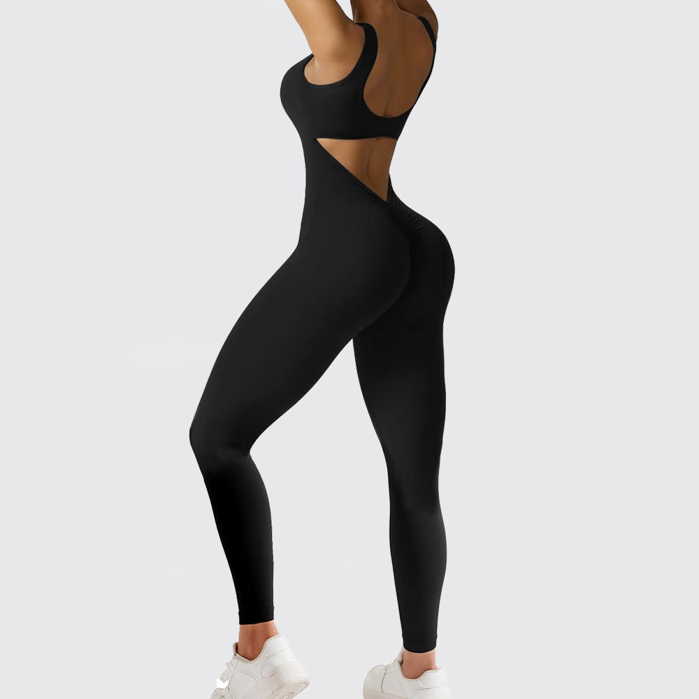 Women Sleeveless Flare Jumpsuits Fitness Yoga Long Pants null