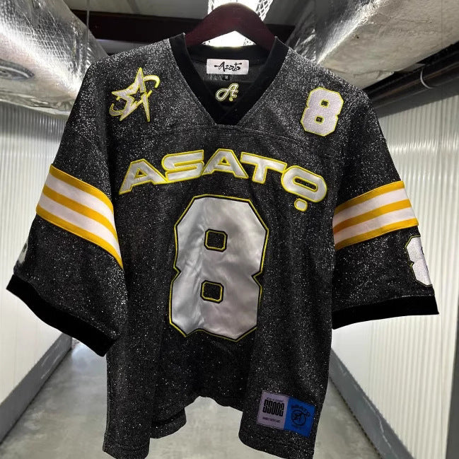 Loose V-neck Sports Fluorescent Sweatshirt T-shirt For Men And Women