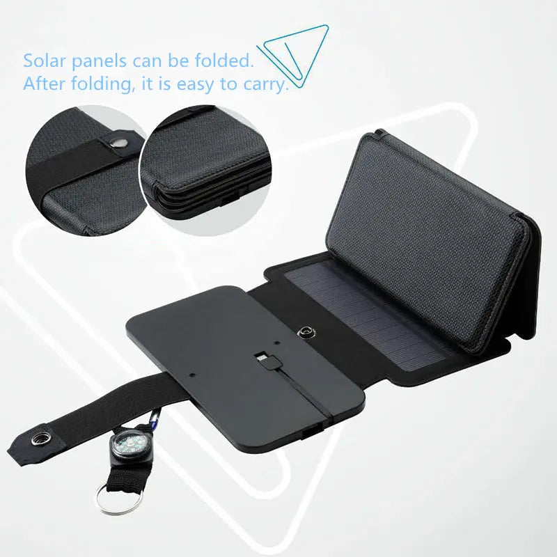 Outdoor Folding Solar Panel Charger Portable 5V 2.1A USB Output Devices Camp Hiking Backpack Travel Power Supply For Smartphones null