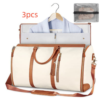 Large Capacity Travel Duffle Bag Women's Handbag Folding Suit Bag Waterproof Clothes Totes null