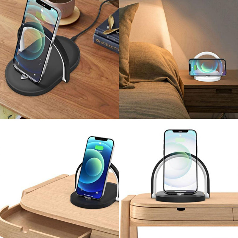 3 In 1 Foldable Wireless Charger Night Light Wireless Charging Station Stonego LED Reading Table Lamp 15W Fast Charging Light null