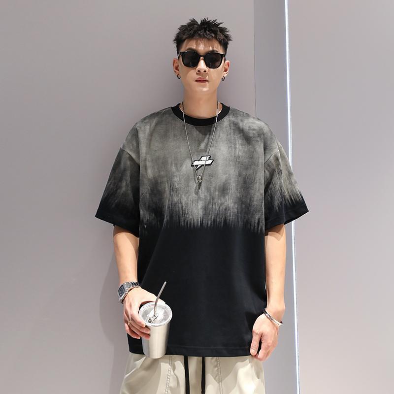 Plus Size Gradient T-shirt Men's Loose Short-sleeved Top