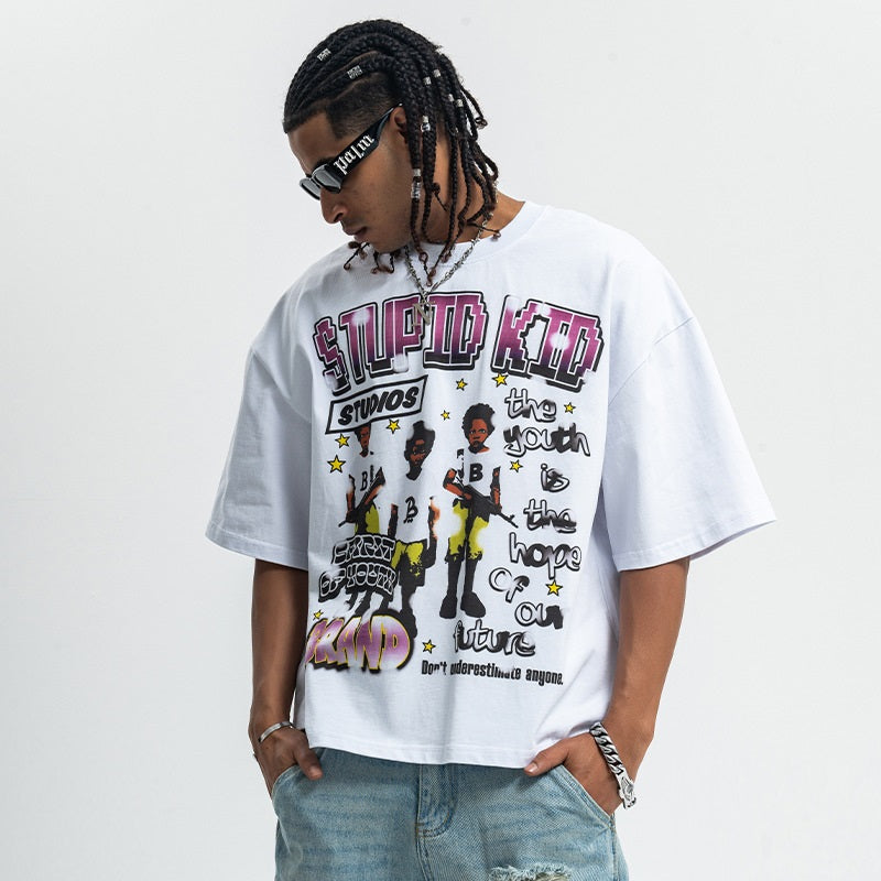 Original Street Men's Short-sleeved T-shirt With Gun Printing