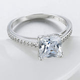 Classic Luxury Silver Plated Platinum Ring With Diamond Ring
