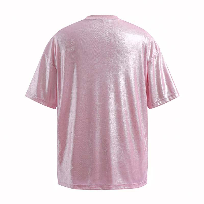 High Street American Martial Arts Character Chain Cross Printed Short Sleeve T-shirt Men