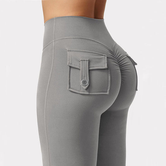 Cargo Pocket Pants Elastic High Waist Fitness Pants null