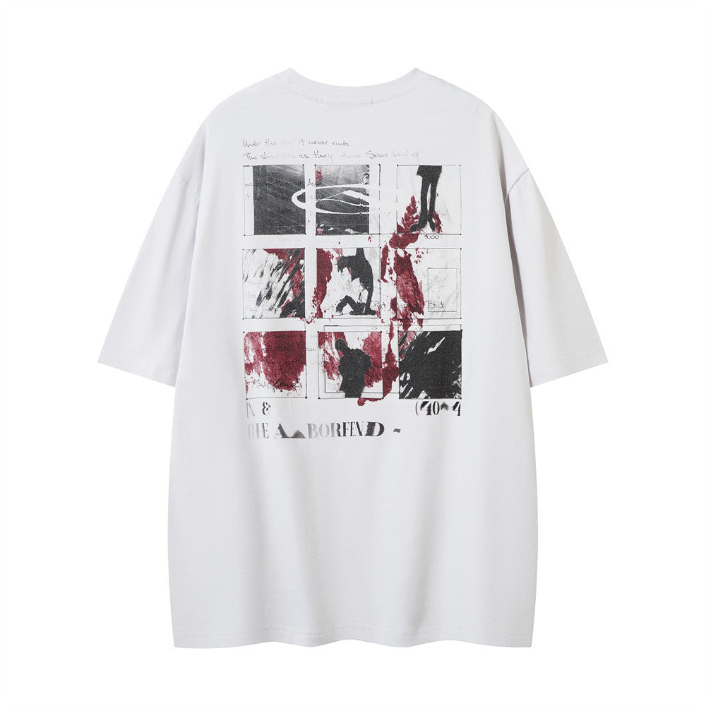 Men's Geometric Abstract Pattern Printed Short-sleeved T-shirt