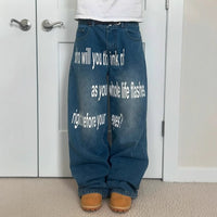 Men's Retro Letter Printed Minimalist Wide Leg Pants