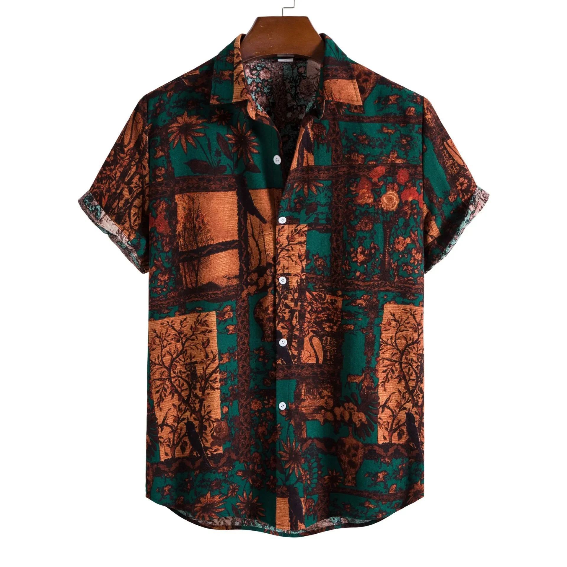 Summer New Plus Size Men's Casual Fashion Digital Printing Short Sleeve Shirt