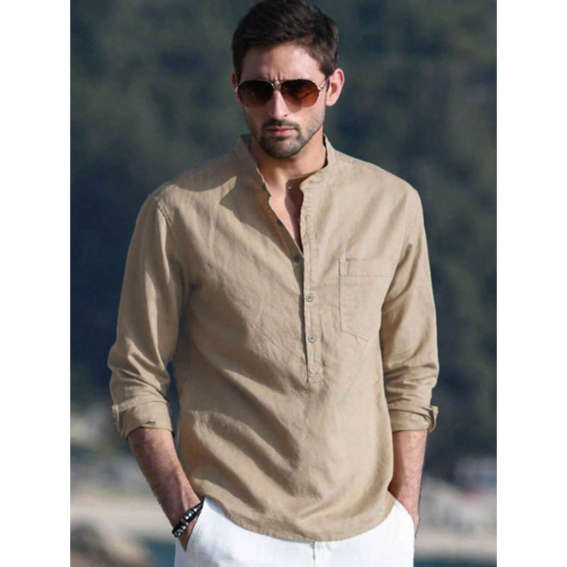 Men's Solid Color Versatile Casual Simple Breathable Long Sleeve