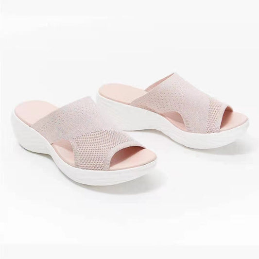 Casual Flying Woven Upper Polyurethane Platform Sandals And Slippers Women null