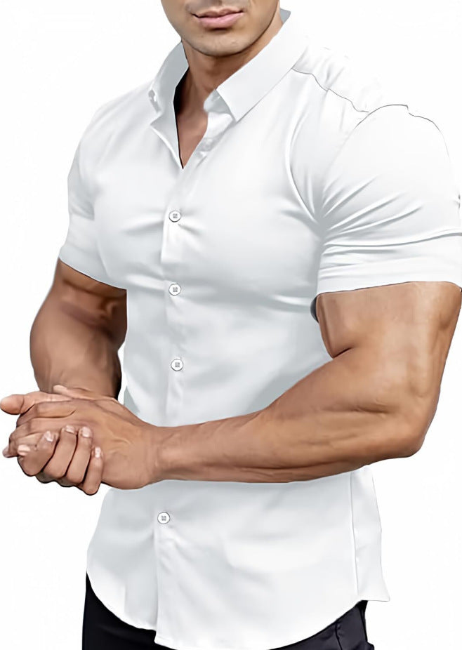 Men's Collar Casual Thin Short Sleeve Shirt