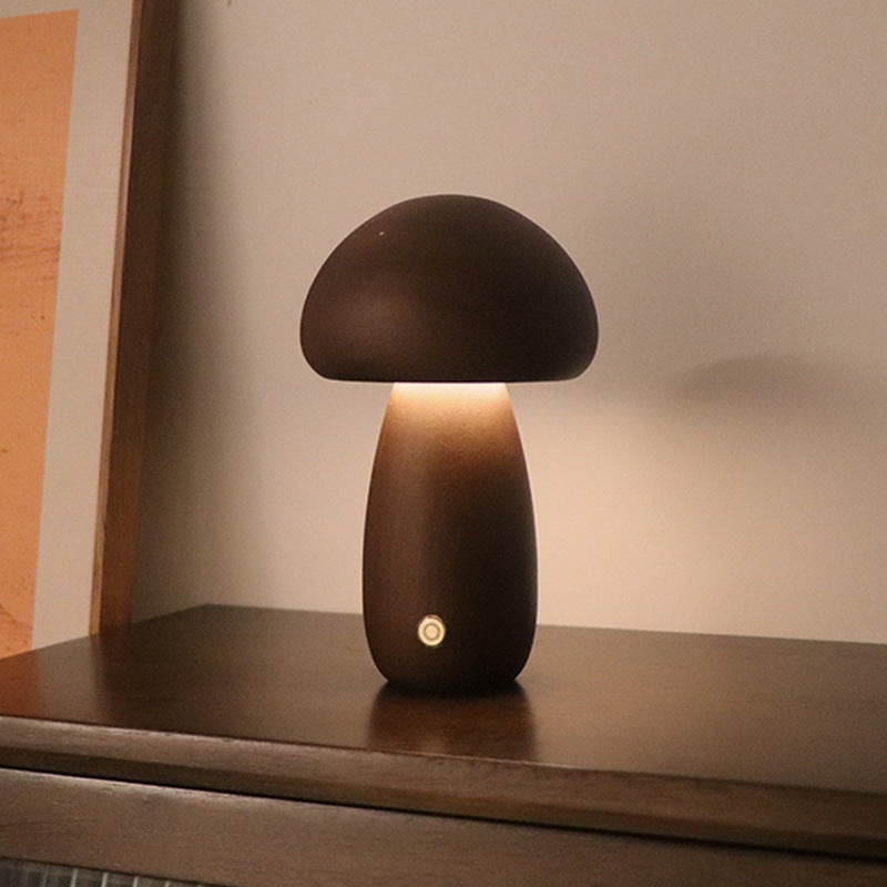 INS Wooden Cute Mushroom LED Night Light With Touch Switch  Bedside Table Lamp For Bedroom Childrens Room Sleeping Night Lamps Home Decor null