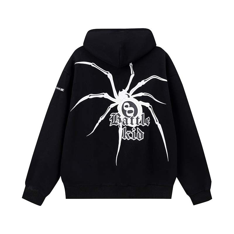 Spider Print Pullover Hoodie For Men null