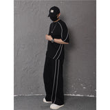 Summer New Color-blocking Trim Design Sporty Casual Two-piece Set