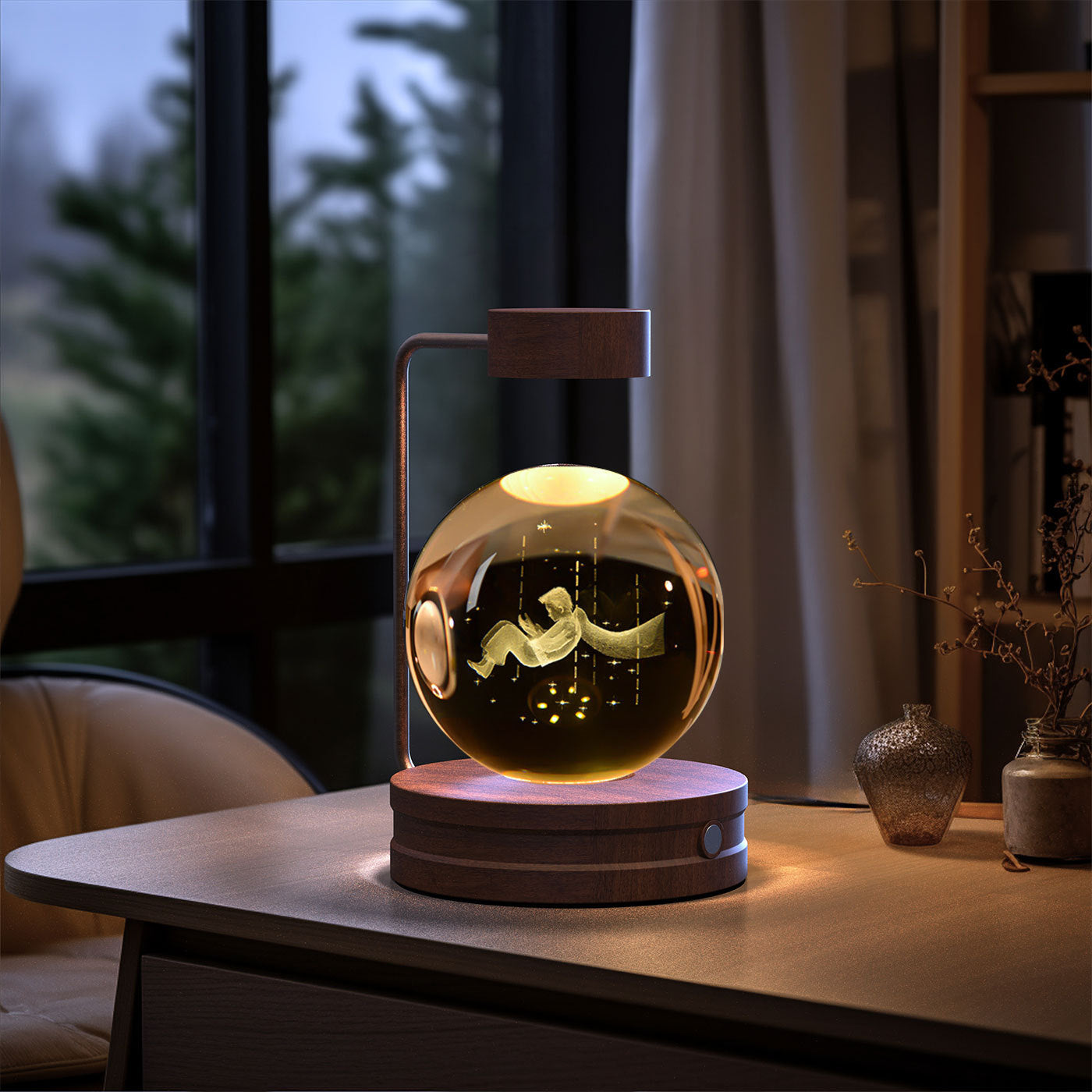 Crystal Ball Cosmic Dinosaur Indoor Night Light USB Power Warm Bedside Light Birthday Gift Night Lamp null