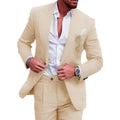 Men's Large Single Row One Button Solid Color Suit Two-piece Set